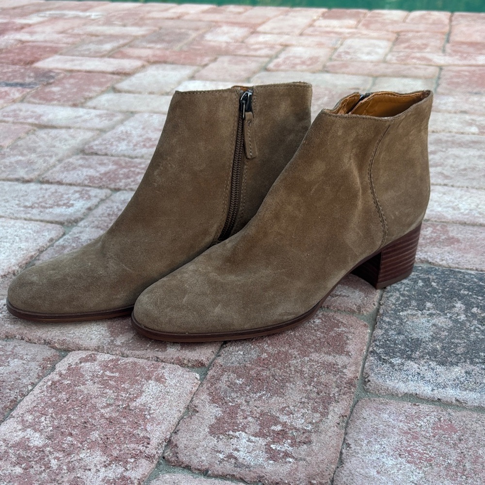 Franco Sarto Women's Suede Ankle Boots - Tan - Picture 3 of 13